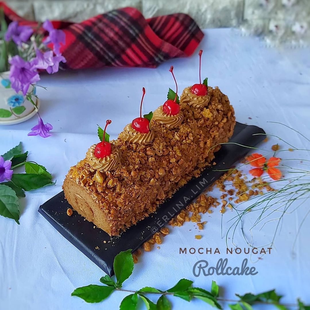 Resep Mocha Nougat Roll Cake