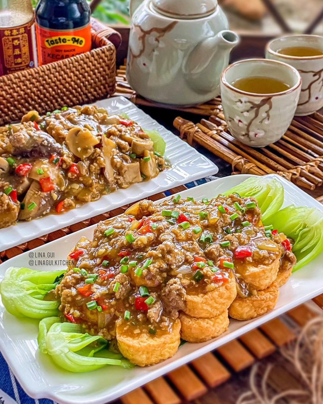 Resep Pok Coy Siram Daging Tofu Dan Jamur